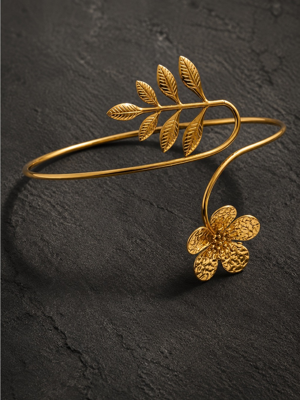 Gold plated Floral and Leaf Wrap Bracelet